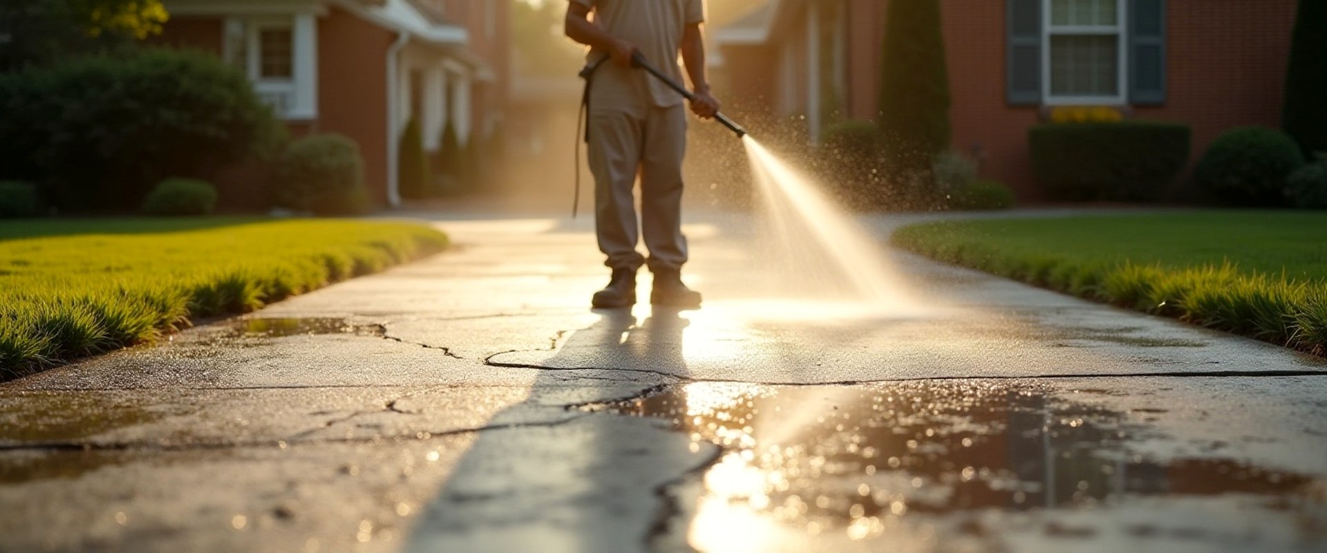 Driveway cleaning in progress, Houston